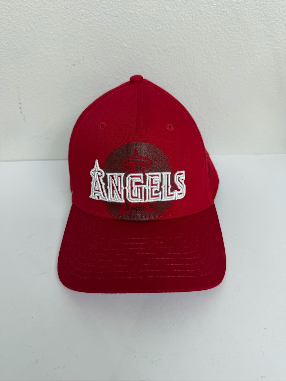 LA Angels Hat New Era Oakley 39Thirty Red White Spellout Size M/L MLB Baseball